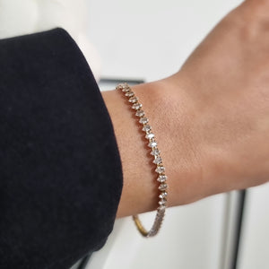 Bracelet de strass ovale doré en acier inoxydable résistant à l'eau