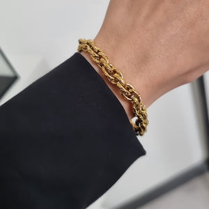 Bracelet grosse maille chaîne en acier inoxydable doré