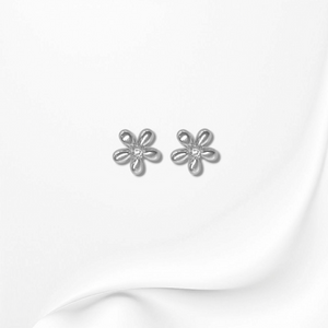 boucles d'oreilles en forme de marguerite en acier inoxydable, couleur argenté